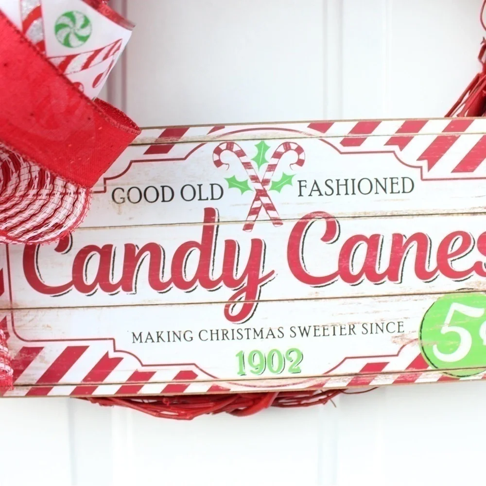 Candy Cane Christmas Wreath for Front Door